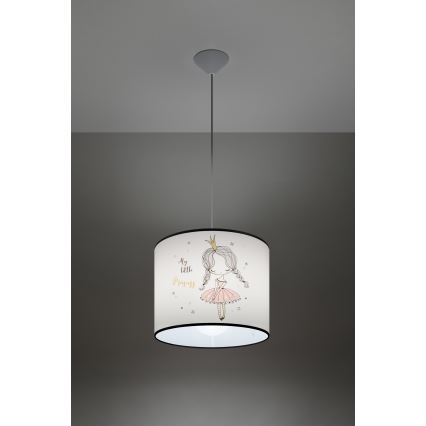 Vaikiškas pakabinamas sietynas PRINCESS 1xE27/15W/230V diametras 30 cm princesė