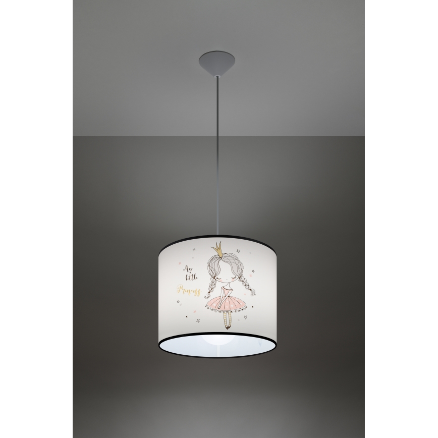 Vaikiškas pakabinamas sietynas PRINCESS 1xE27/15W/230V diametras 30 cm princesė