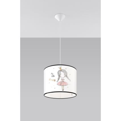Vaikiškas pakabinamas sietynas PRINCESS 1xE27/15W/230V diametras 30 cm princesė