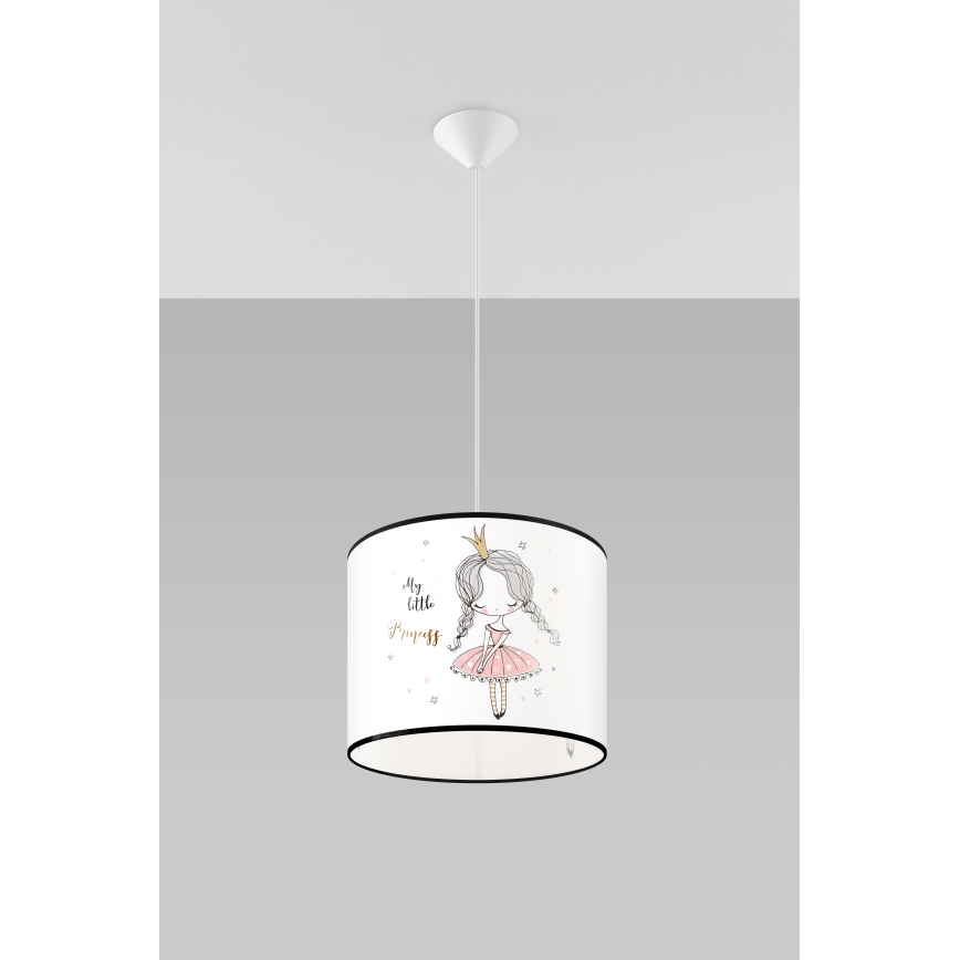 Vaikiškas pakabinamas sietynas PRINCESS 1xE27/15W/230V diametras 30 cm princesė