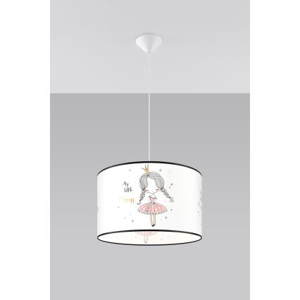 Vaikiškas pakabinamas sietynas PRINCESS 1xE27/15W/230V diametras 40 cm princesė