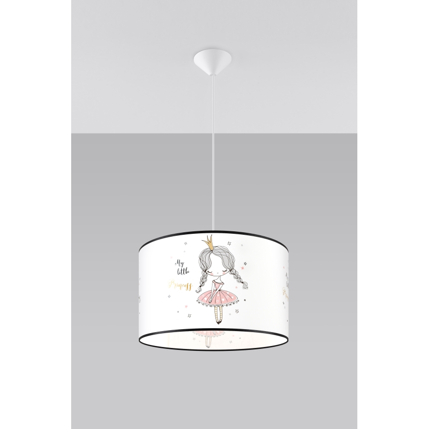 Vaikiškas pakabinamas sietynas PRINCESS 1xE27/15W/230V diametras 40 cm princesė