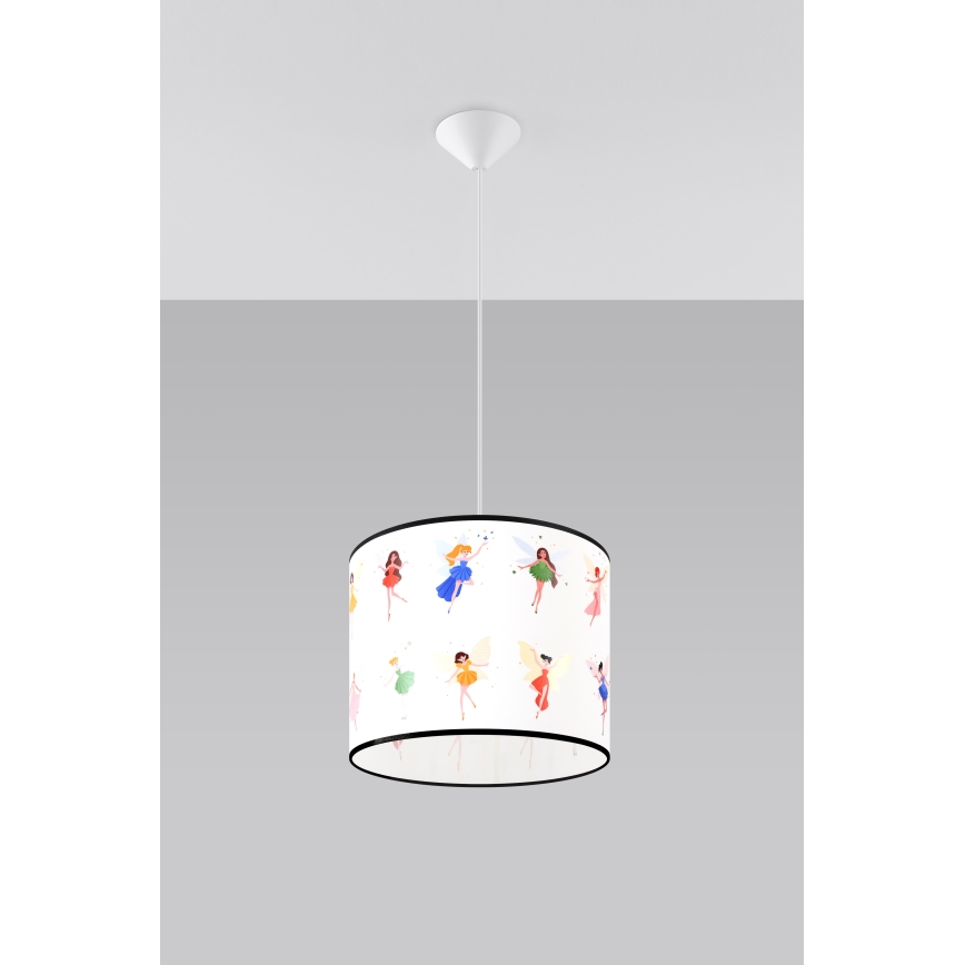 Vaikiškas pakabinamas sietynas FAIRY 1xE27/15W/230V diametras 30 cm fėja