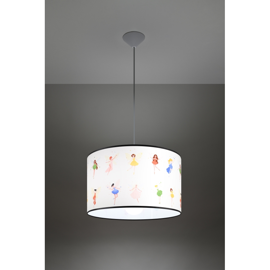 Vaikiškas pakabinamas sietynas FAIRY 1xE27/15W/230V diametras 40 cm fėja