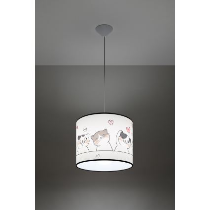 Vaikiškas pakabinamas sietynas CAT 1xE27/15W/230V diametras 30 cm katė