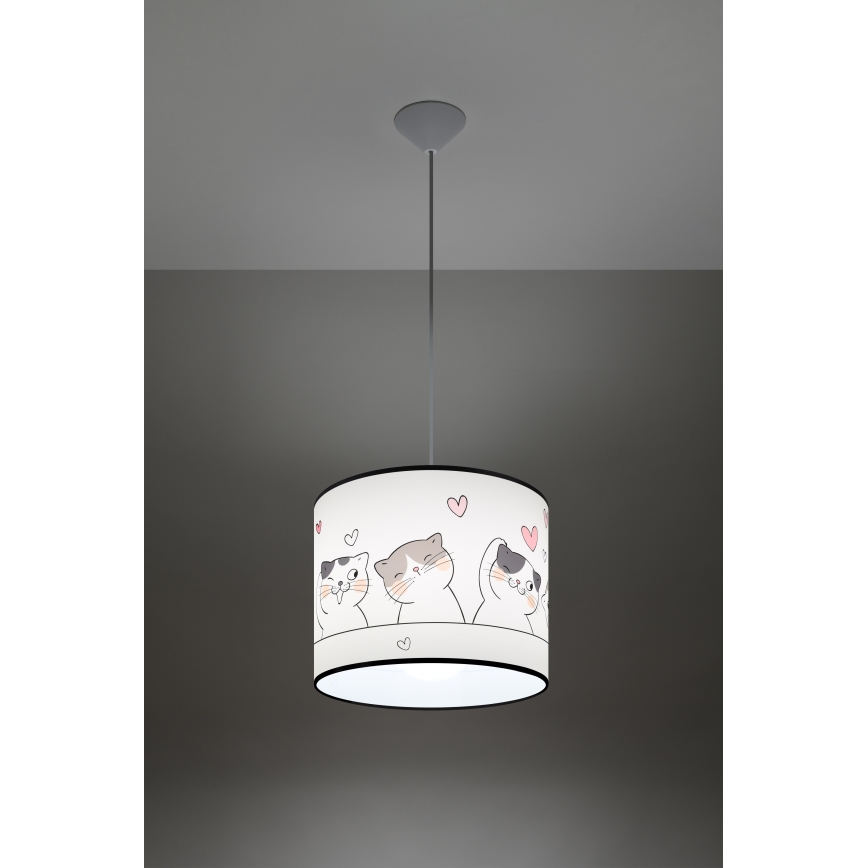 Vaikiškas pakabinamas sietynas CAT 1xE27/15W/230V diametras 30 cm katė