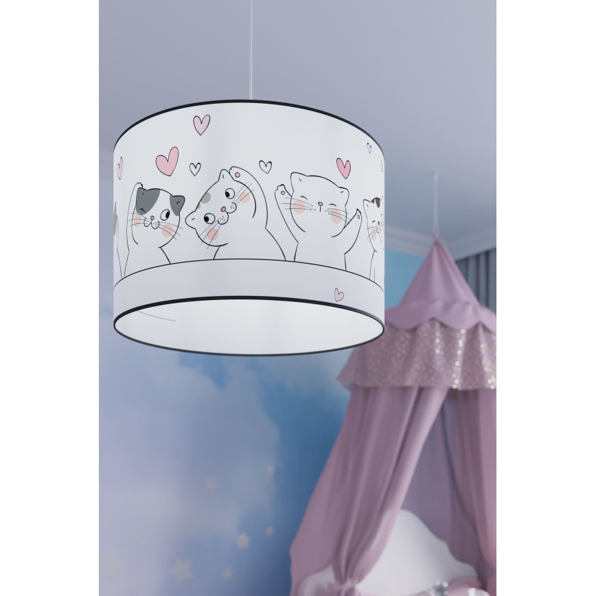 Vaikiškas pakabinamas sietynas CAT 1xE27/15W/230V diametras 30 cm katė