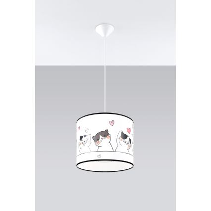 Vaikiškas pakabinamas sietynas CAT 1xE27/15W/230V diametras 30 cm katė
