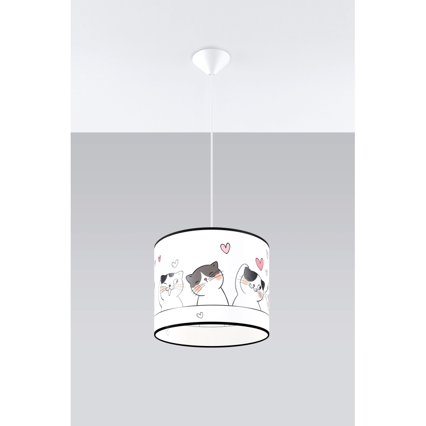 Vaikiškas pakabinamas sietynas CAT 1xE27/15W/230V diametras 30 cm katė