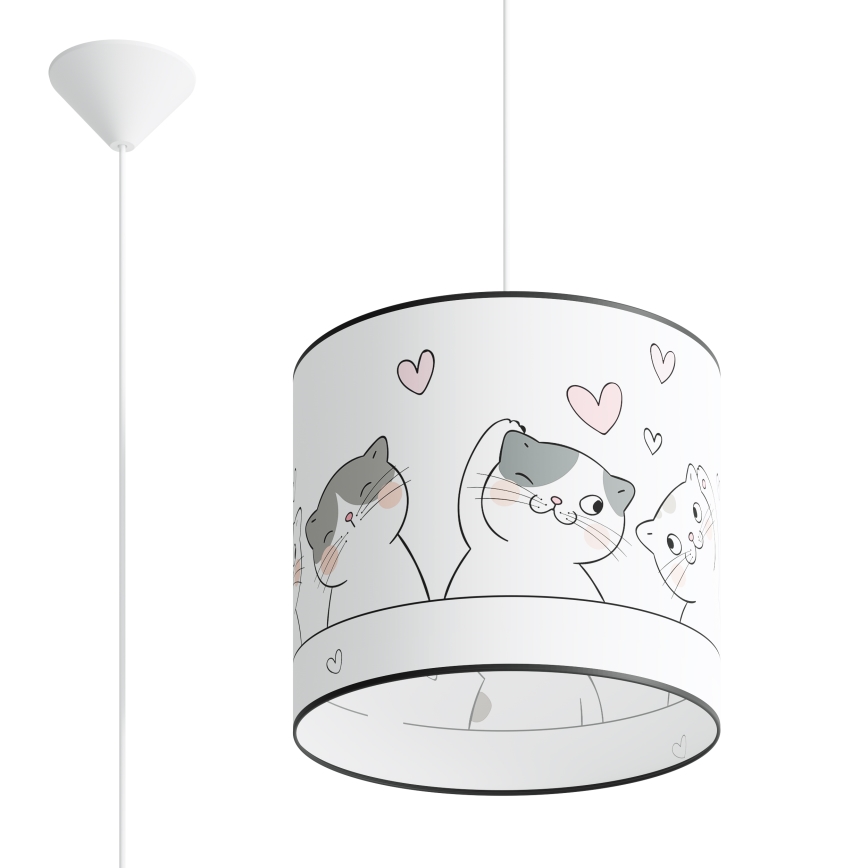 Vaikiškas pakabinamas sietynas CAT 1xE27/15W/230V diametras 30 cm katė