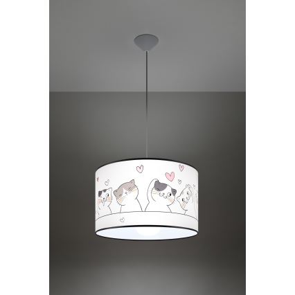Vaikiškas pakabinamas sietynas CAT 1xE27/15W/230V diametras 40 cm katė
