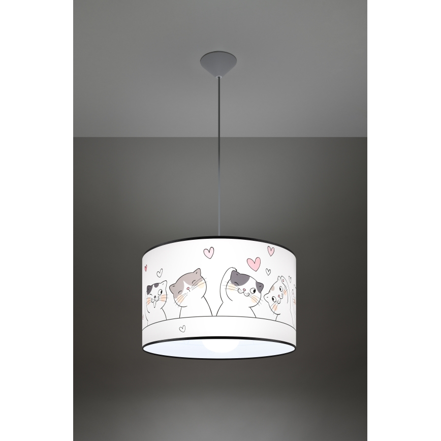 Vaikiškas pakabinamas sietynas CAT 1xE27/15W/230V diametras 40 cm katė
