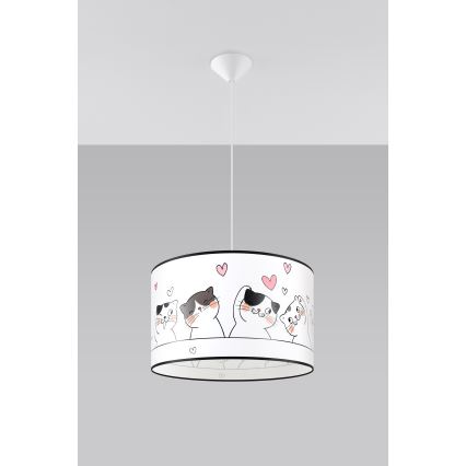 Vaikiškas pakabinamas sietynas CAT 1xE27/15W/230V diametras 40 cm katė