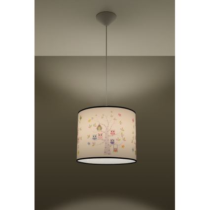Vaikiškas pakabinamas sietynas OWLS 1xE27/15W/230V diametras 40 cm pelėdos