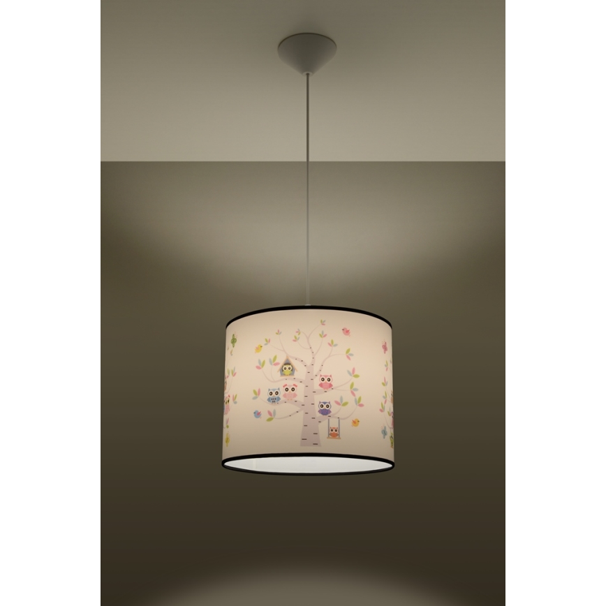 Vaikiškas pakabinamas sietynas OWLS 1xE27/15W/230V diametras 40 cm pelėdos