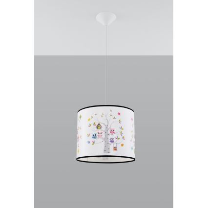 Vaikiškas pakabinamas sietynas OWLS 1xE27/15W/230V diametras 40 cm pelėdos