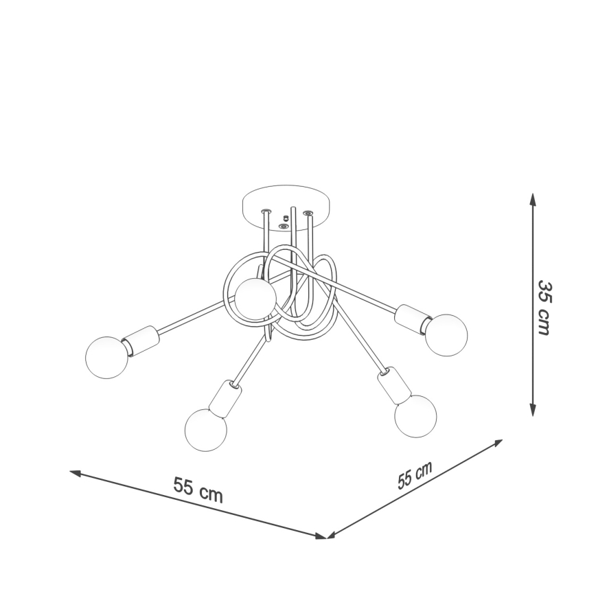 Tvirtinamas sietynas LOOP 5xE27/15W/230V balta