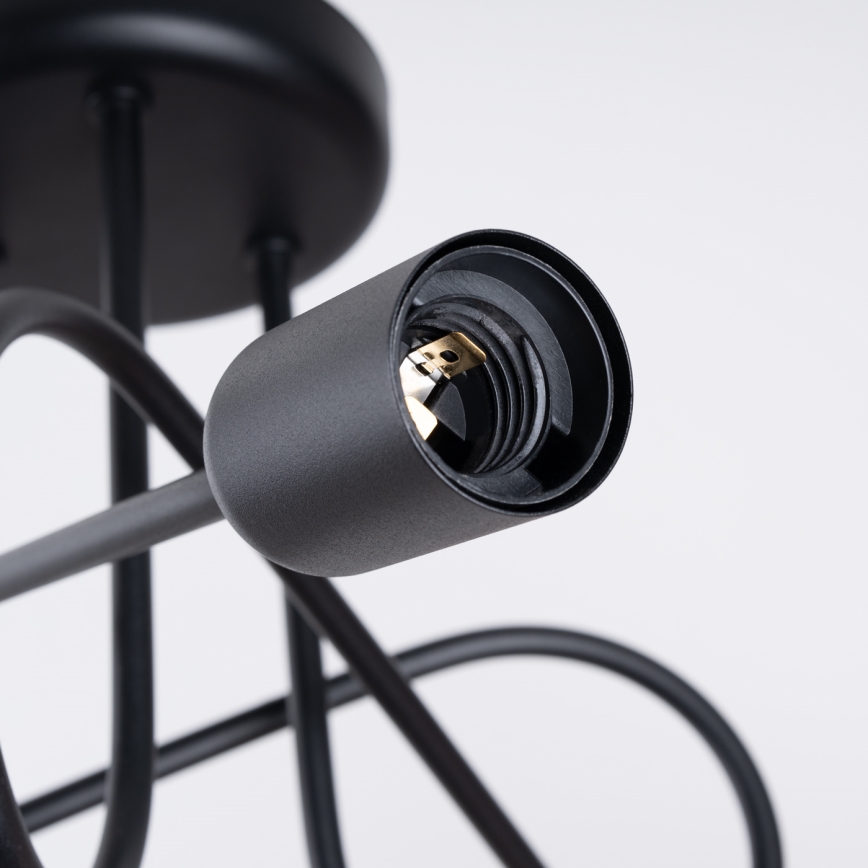 Tvirtinamas sietynas LOOP 3xE27/15W/230V juoda