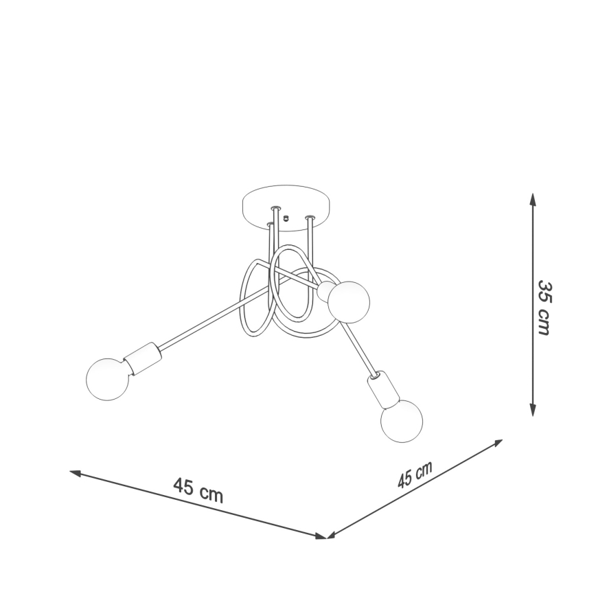 Tvirtinamas sietynas LOOP 3xE27/15W/230V auksas