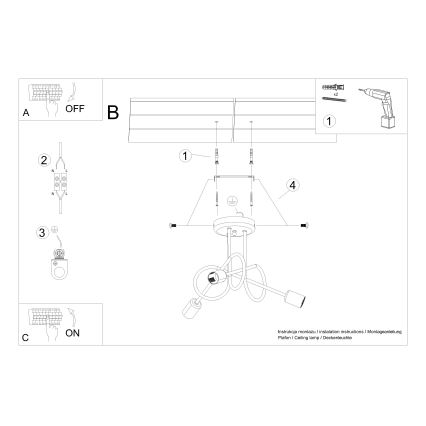 Tvirtinamas sietynas LOOP 3xE27/15W/230V auksas