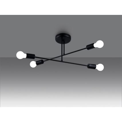 Sietynas ant stulpo NORAH 4xE27/15W/230V juoda