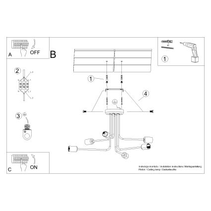 Sietynas ant stulpo NORAH 6xE27/15W/230V juoda