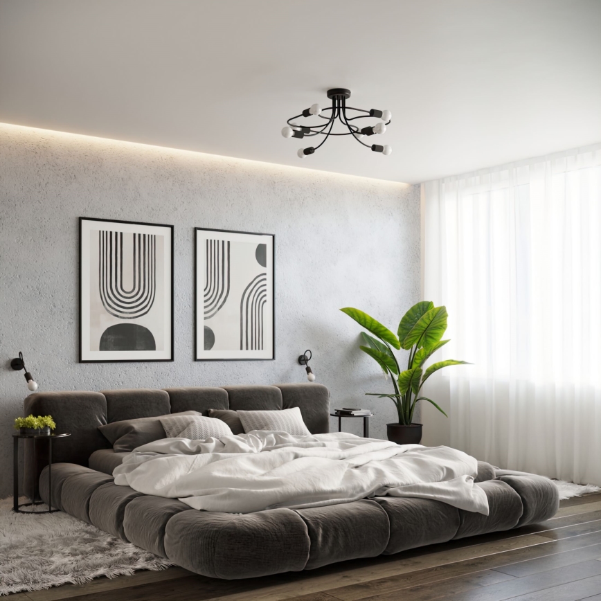 Sieninis šviestuvas LEVAR 1xE27/15W/230V juoda