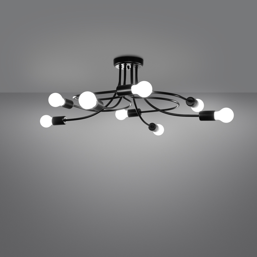 Sietynas ant stulpo LEVAR 8xE27/15W/230V juoda