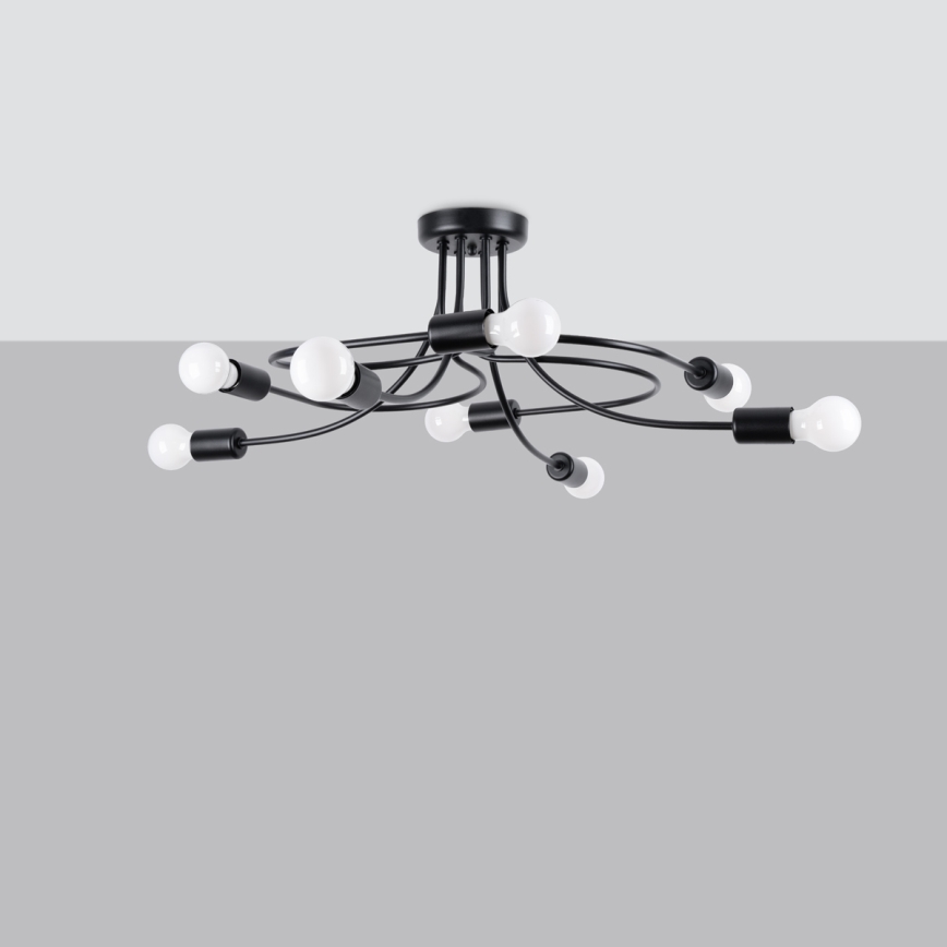 Sietynas ant stulpo LEVAR 8xE27/15W/230V juoda