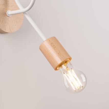 Sieninis šviestuvas EMBER 1xE27/15W/230V balta/smėlio spalva/bukas