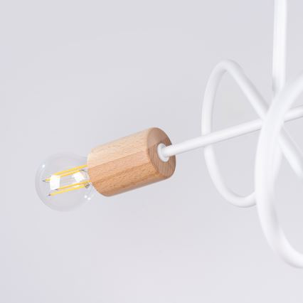 Tvirtinamas sietynas EMBER 3xE27/15W/230V balta/smėlio spalva/bukas