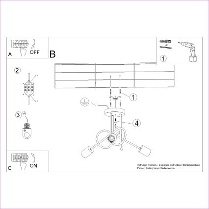 Tvirtinamas sietynas EMBER 3xE27/15W/230V balta/smėlio spalva/bukas