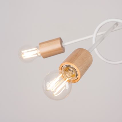 Tvirtinamas sietynas EMBER 5xE27/15W/230V balta/smėlio spalva/bukas