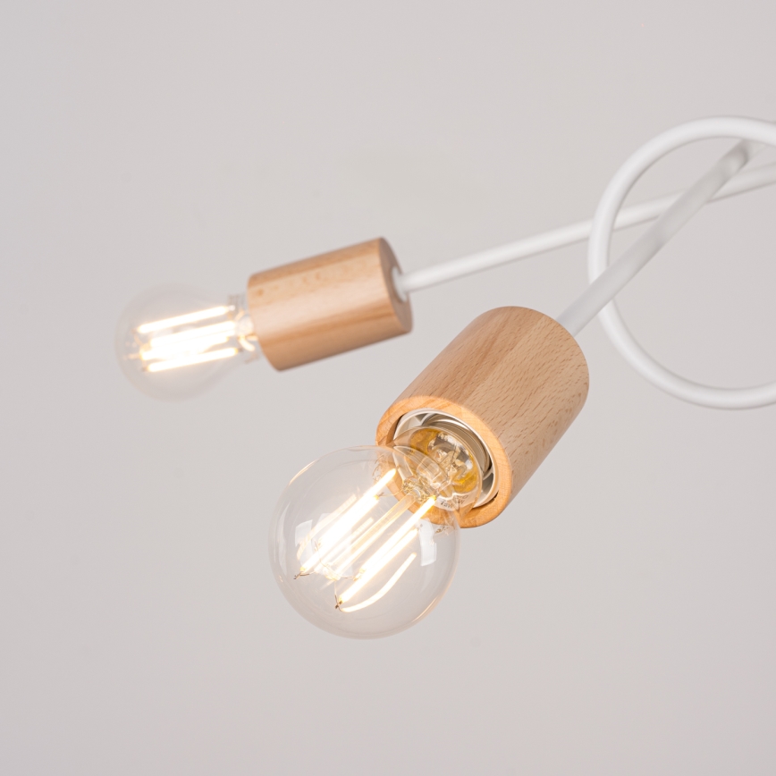 Tvirtinamas sietynas EMBER 5xE27/15W/230V balta/smėlio spalva/bukas