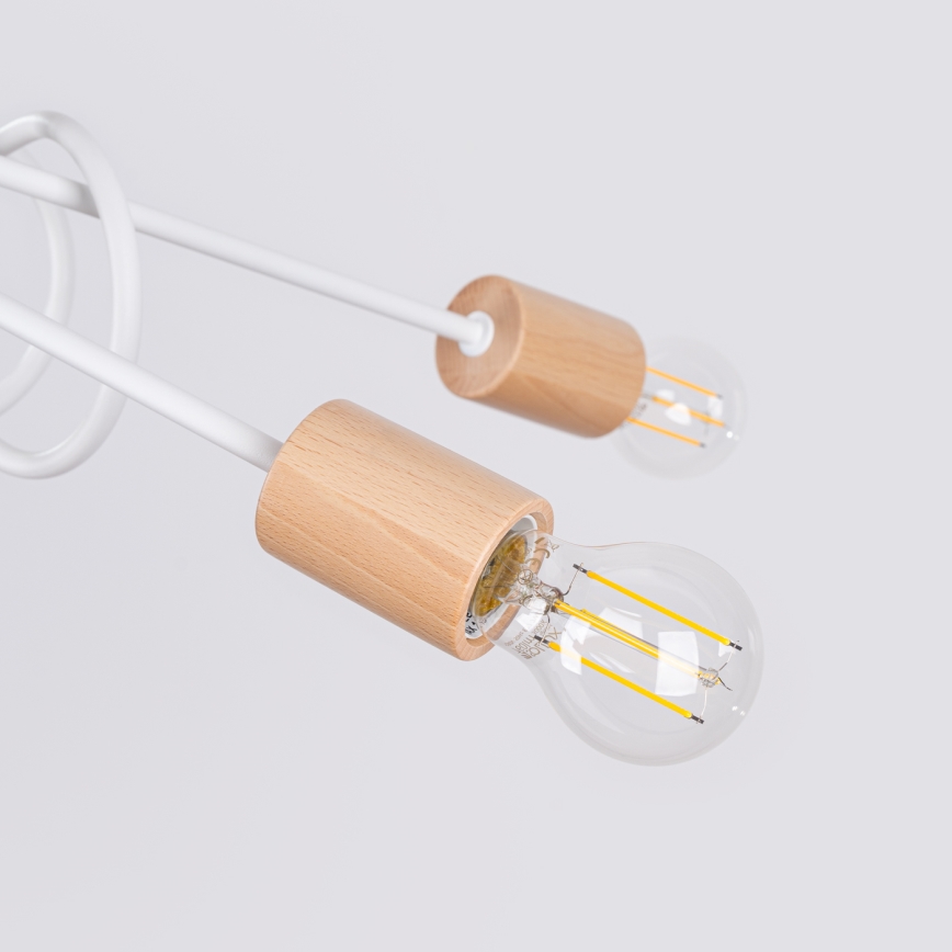Tvirtinamas sietynas EMBER 5xE27/15W/230V balta/smėlio spalva/bukas