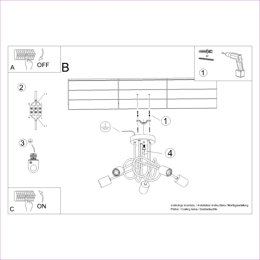 Tvirtinamas sietynas EMBER 5xE27/15W/230V balta/smėlio spalva/bukas