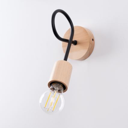 Sieninis šviestuvas EMBER 1xE27/15W/230V juoda/smėlio spalva/bukas