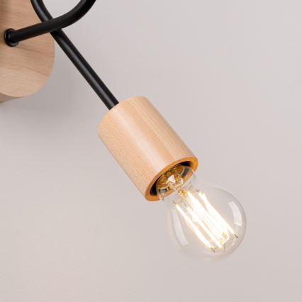 Sieninis šviestuvas EMBER 1xE27/15W/230V juoda/smėlio spalva/bukas