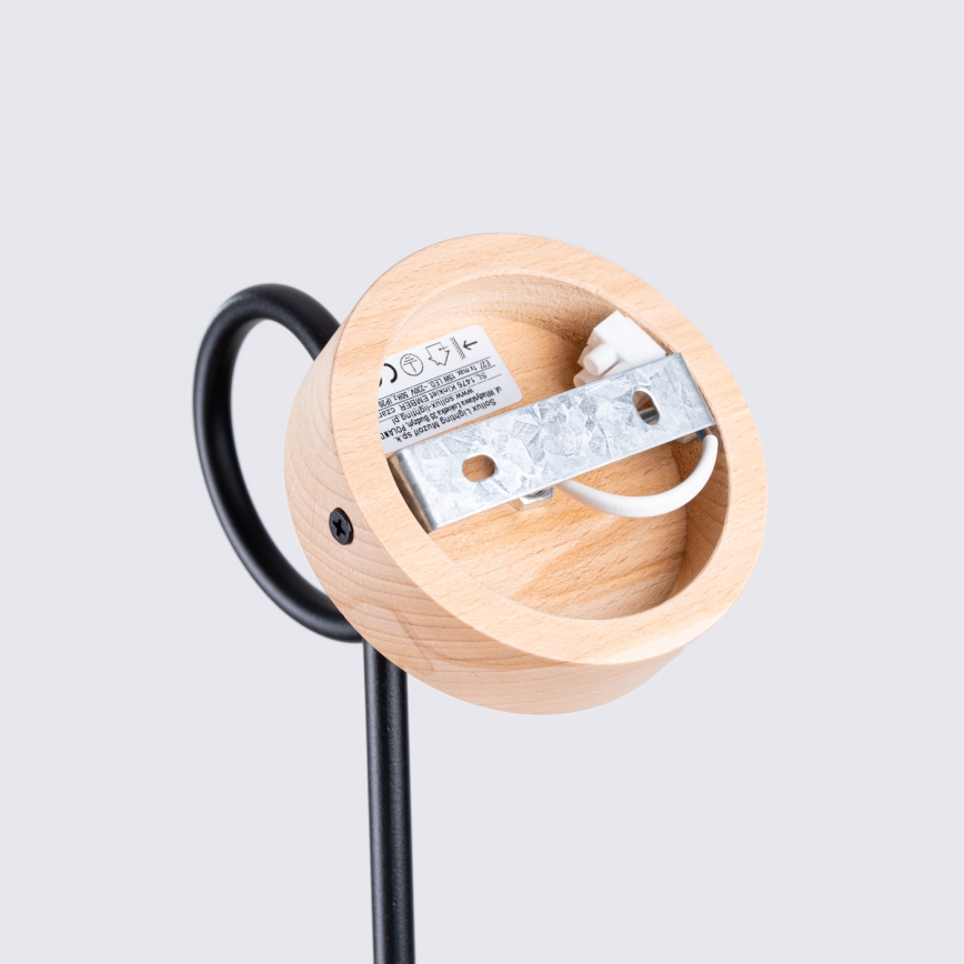 Sieninis šviestuvas EMBER 1xE27/15W/230V juoda/smėlio spalva/bukas
