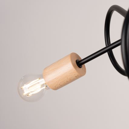 Tvirtinamas sietynas EMBER 3xE27/15W/230V juoda/smėlio spalva/bukas