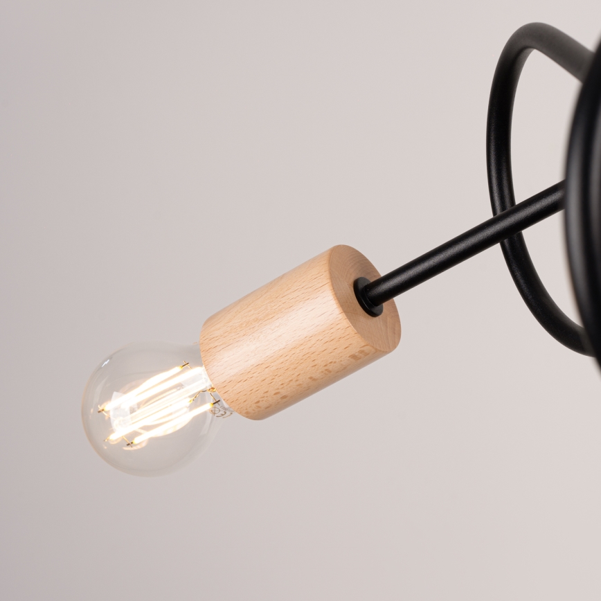 Tvirtinamas sietynas EMBER 3xE27/15W/230V juoda/smėlio spalva/bukas