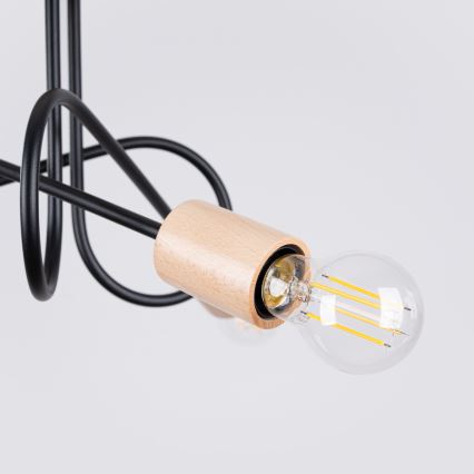 Tvirtinamas sietynas EMBER 3xE27/15W/230V juoda/smėlio spalva/bukas