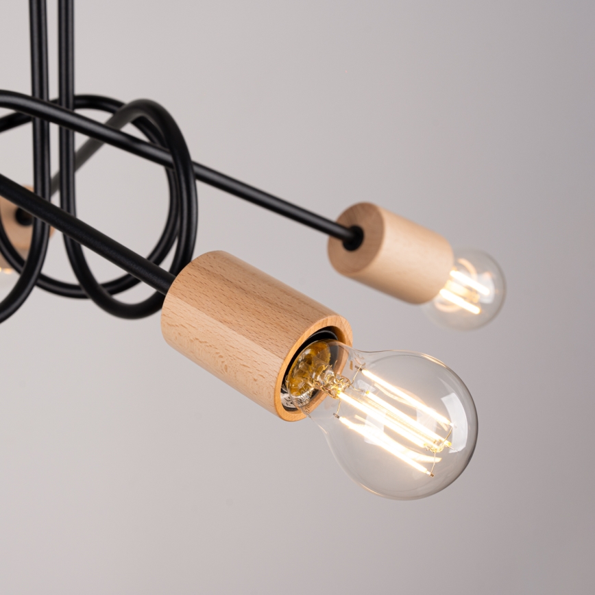 Tvirtinamas sietynas EMBER 5xE27/15W/230V juoda/smėlio spalva/bukas