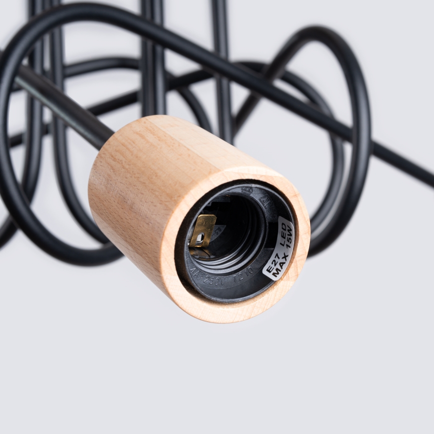 Tvirtinamas sietynas EMBER 5xE27/15W/230V juoda/smėlio spalva/bukas