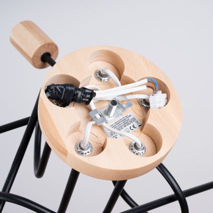Tvirtinamas sietynas EMBER 5xE27/15W/230V juoda/smėlio spalva/bukas