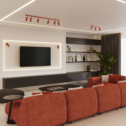 Sieninis akcentinis šviestuvas RING 1xGU10/10W/230V raudona