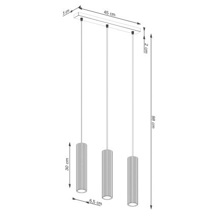 Pakabinamas sietynas KARBON 3xGU10/10W/230V balta