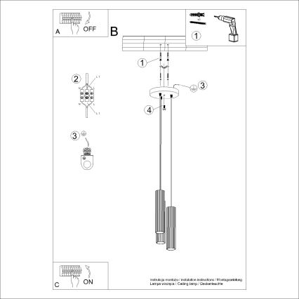 Pakabinamas sietynas KARBON 3xGU10/10W/230V balta