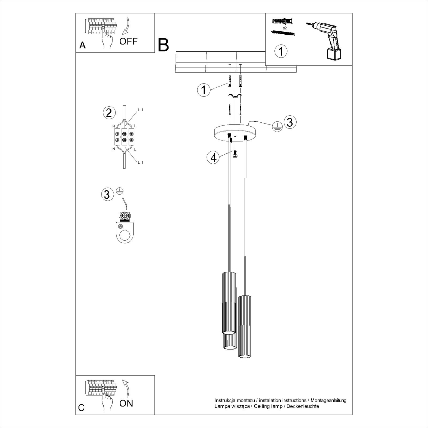 Pakabinamas sietynas KARBON 3xGU10/10W/230V balta