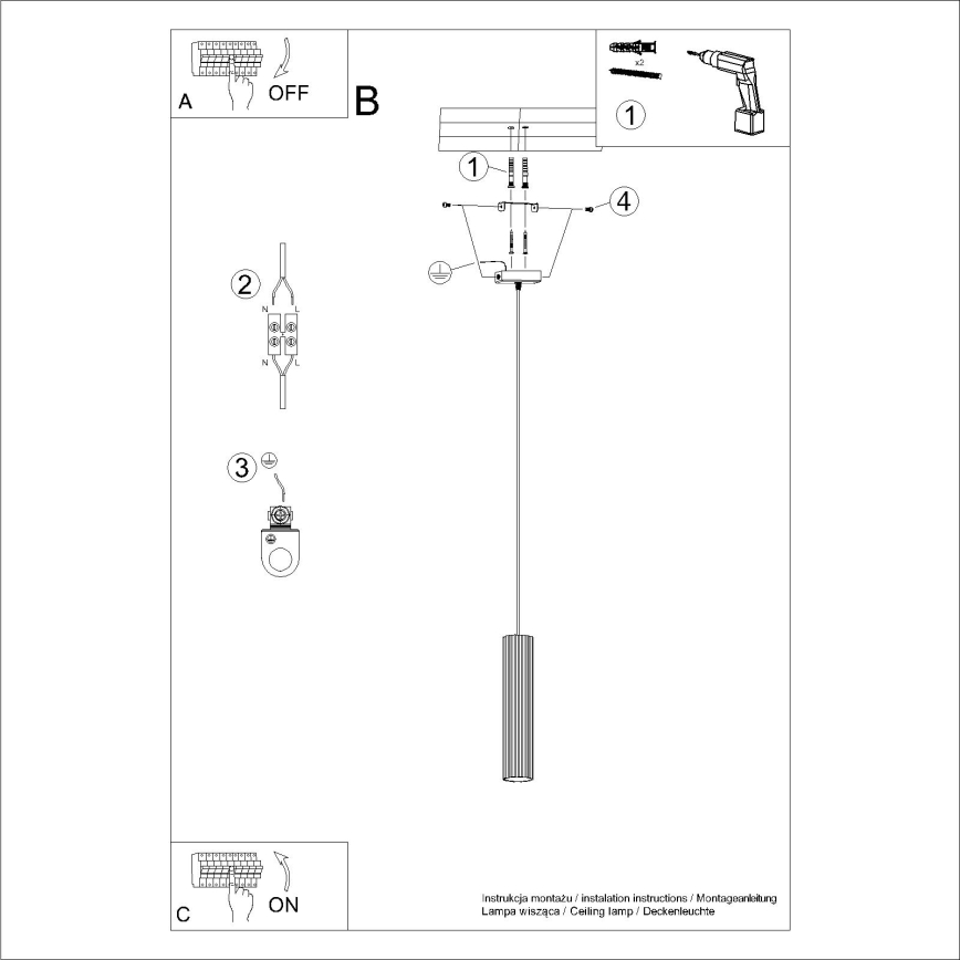 Pakabinamas sietynas KARBON 1xGU10/10W/230V auksas